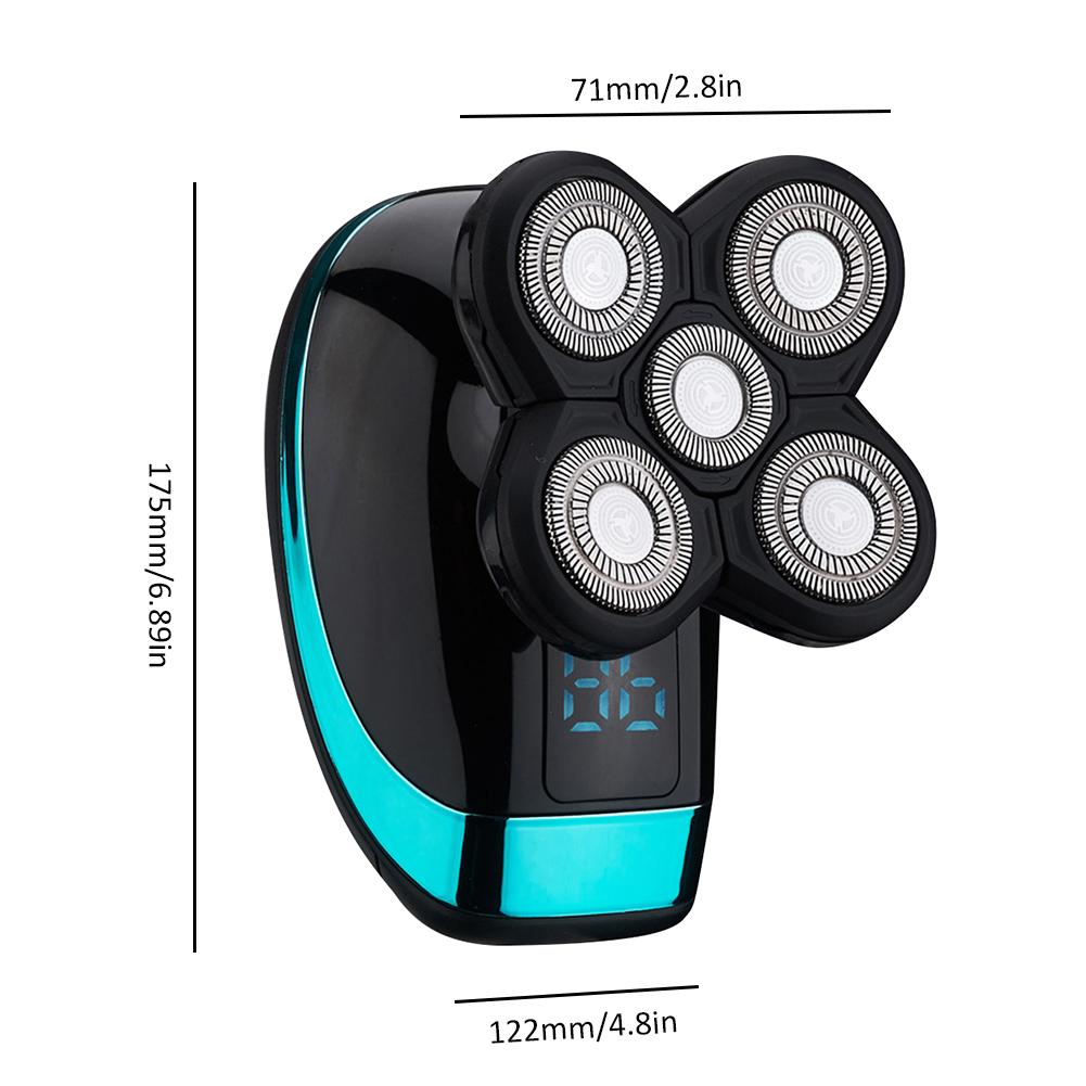 Мужская электробритва Машинка для стрижки лысой головы Электробритва 5 плавающих головок Триммер для бороды, носа, ушей, машинка для стрижки волос Щетка для лица