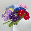 a Bundle of 6 Flowers Crochet Flowers Artificial Knit Fake Flowers Creative Handmade Bouquet  Gift