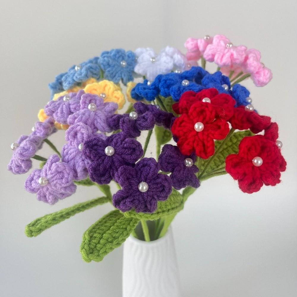 a Bundle of 6 Flowers Crochet Flowers Artificial Knit Fake Flowers Creative Handmade Bouquet  Gift