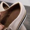 2024 Spring Striped Carved Strap Single Shoe Wedge Waterproof Platform Casual Small Leather Shoes Platform Shoes Women Thick Bottom HZB