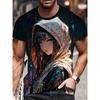 Summer Round Neck 3D Anime Character Print Top Fashionable Casual Short Sleeved Men's T-shirts