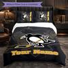 Постельное белье с индивидуальным именем Pittsburgh Penguins, 1 пододеяльник и 2 наволочки, персонализированный подарок для спальни