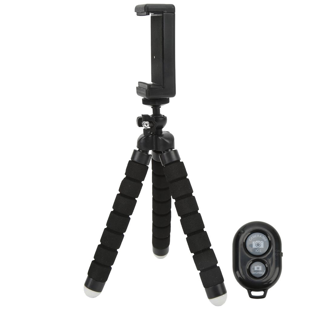 Flexible Sponge Tripod with Wireless Remote Control Phone Clip Holder Adjustable Selfie Stick Tripod