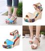 Womens Flower Shoes Sandals Summer Wedge Heels High Platform Open Shoes Toe