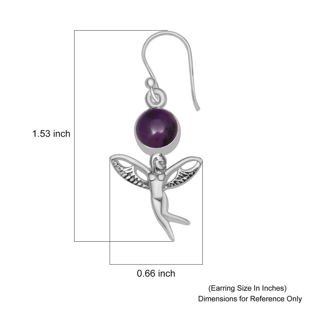 Натуральный аметист драгоценный камень 925 стерлингового серебра Fly Angle Drop Dangle Earrings для женщин и девочек