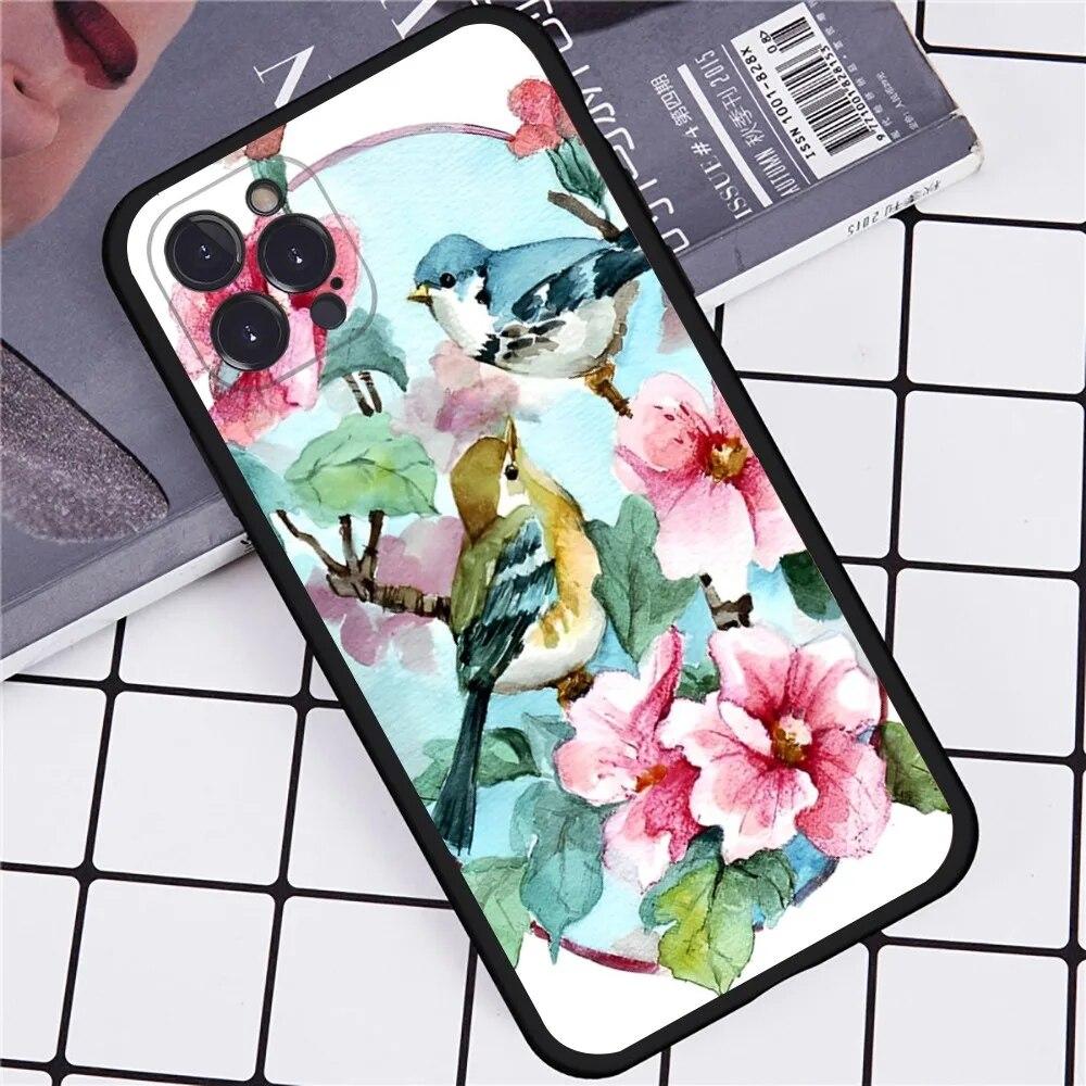 Чехол для телефона «Цветочная птица» для iPhone Samsung Galaxy Redmi Xiaomi Oppo OnePlus Note SA 7 8 9 10 11 12 13 14 20 21 22 23 53 54 Pro Max Plus Ultra TPU Soft