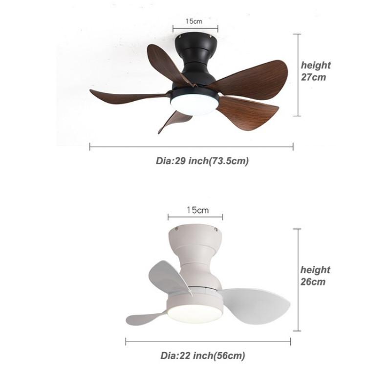 22/29inches Mini Corridor Smallhouse DC Motor Ceiling Fans With Remote Control Nickel Ceiling Fan With LED Lights Modern