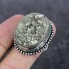 Pyrite Druzy Handmade 925 Sterling Silver Jewelry Ring Size 9 v0I76