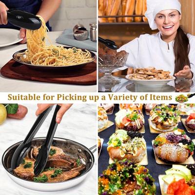 Черные пластиковые щипцы 10 шт. - Подходят для сверхпрочного набора твердой пластиковой посуды (Массовый многоразовый/одноразовый), Идеально для кухонной вечеринки и кейтеринга
