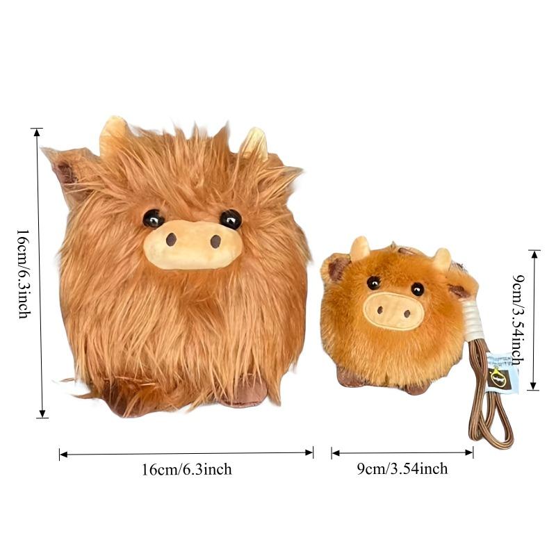 Игрушка Плюшевая Шотландская Корова Хайленд Милое Мягкое Животное Подвеска Супер Мягкая Игрушка Кукла Аксессуары для Рюкзака Рождественский Подарок