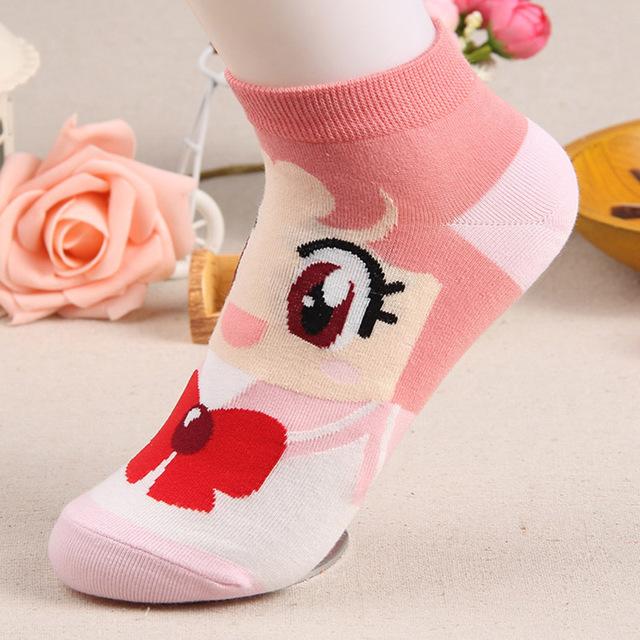 New Cute Cartoon Breathable Soft Cotton Women Sailor Moon Ice Moon Female Girls Spring Autumn Funny Sweet Socks Dropship