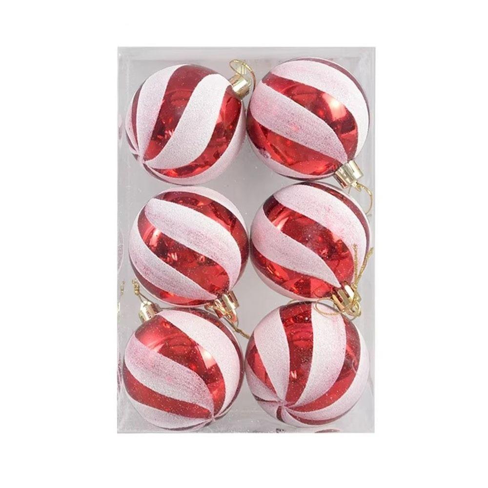 6Pcs/Set Plastic Glitter Christmas Ball Set 6cm Xmas Hanging Ball Holiday Decor