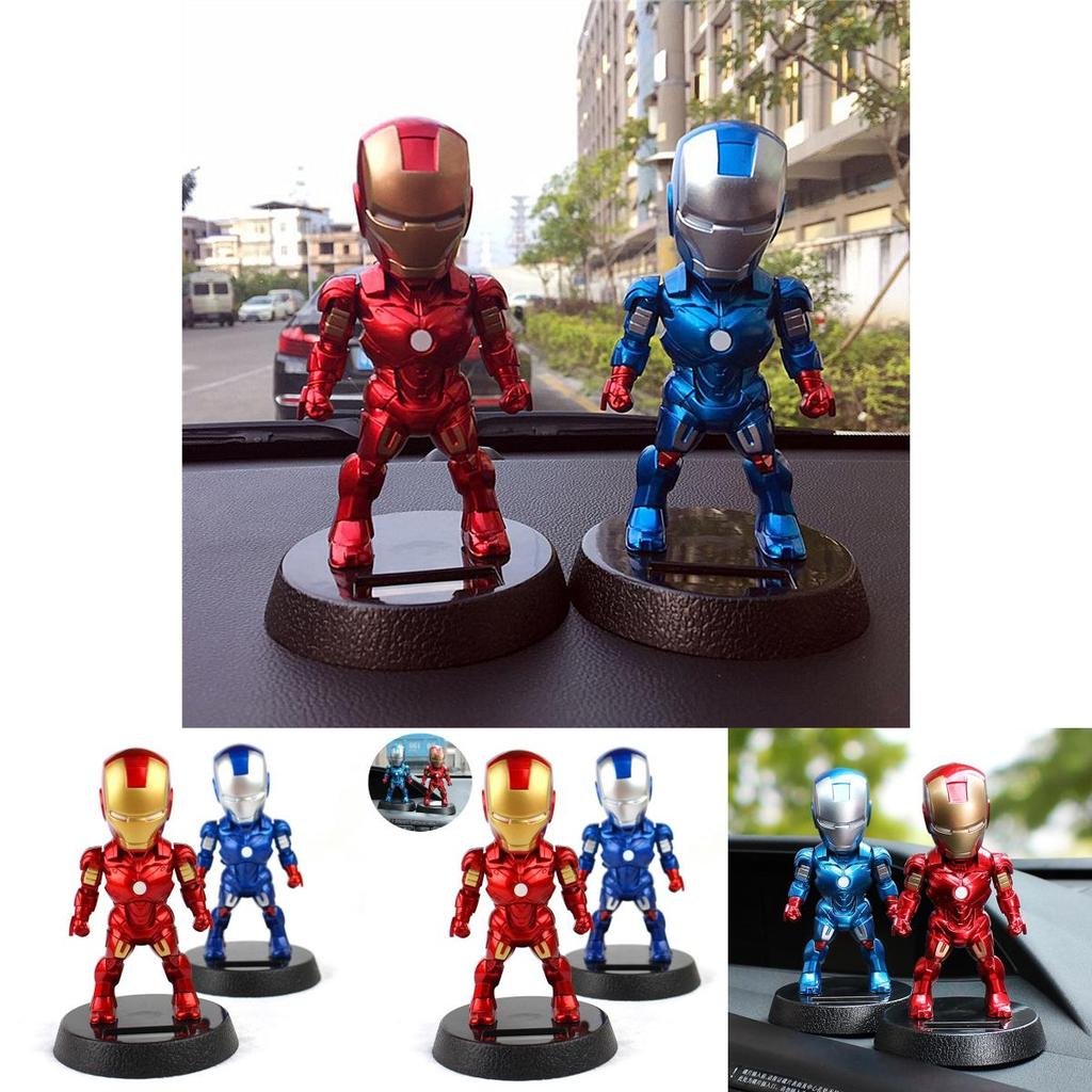 Shaking The Head Marrie Couple Car Decoration Toy With Vibrant Red And Blue Iron Man Design