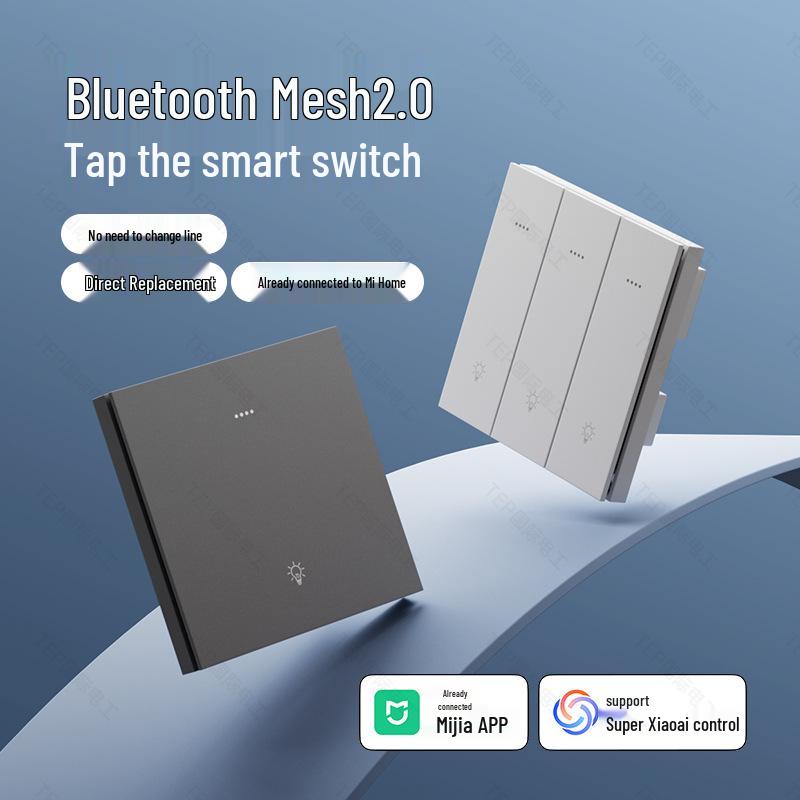 Smart Switch: Совместимость с приложением Mijia, Голосовое и сенсорное управление всем домом, Bluetooth MESH 2.0, Прямоугольный белый, Версия с нулевой фазой
