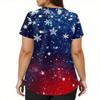 Women's Fashion V-neck Short Sleeve Workwear With Pockets Christmas Printed Tops