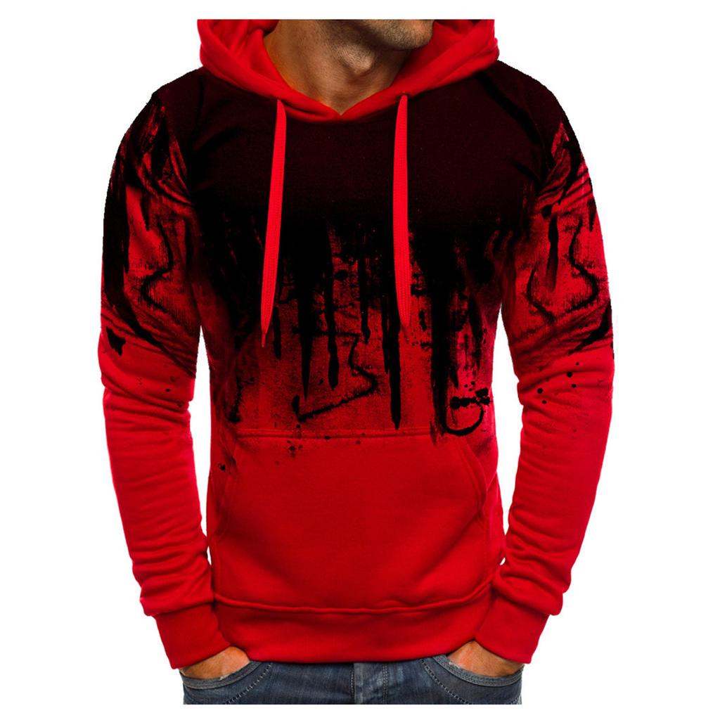 Мужской пуловер с градиентом цвета, толстовка с капюшоном и длинным рукавом, топы, блузка