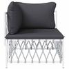 Garden Corner Sofa with Cushions White Fabric