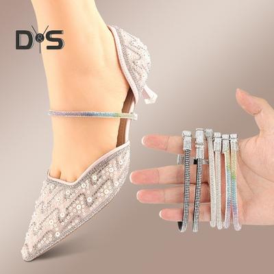 3 пары фиксированных шнурков многоразового использования из искусственной кожи, сверкающие стразы, эластичные шнурки, сандалии на высоком каблуке, ремешки