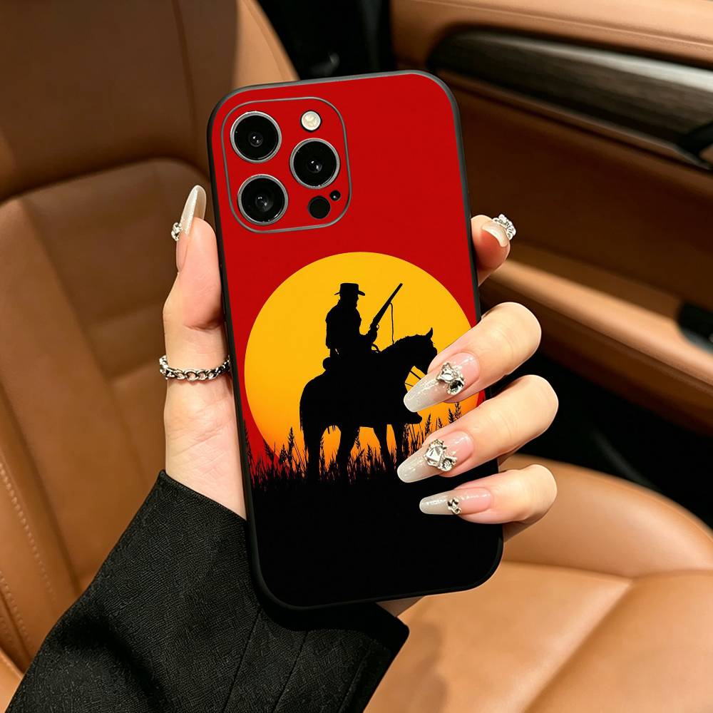 R-Red D-Dead Redemption RDR 2 Чехол для телефона iPhone 17,16,15,14,13,12,11 Pro Max,16Plus,XS Мягкий черный чехол