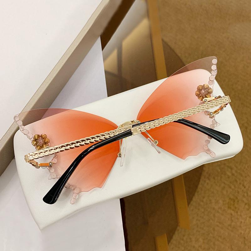 Модные солнцезащитные очки-бабочки с мозаикой и бриллиантами без оправы, уличные очки с защитой от ультрафиолета