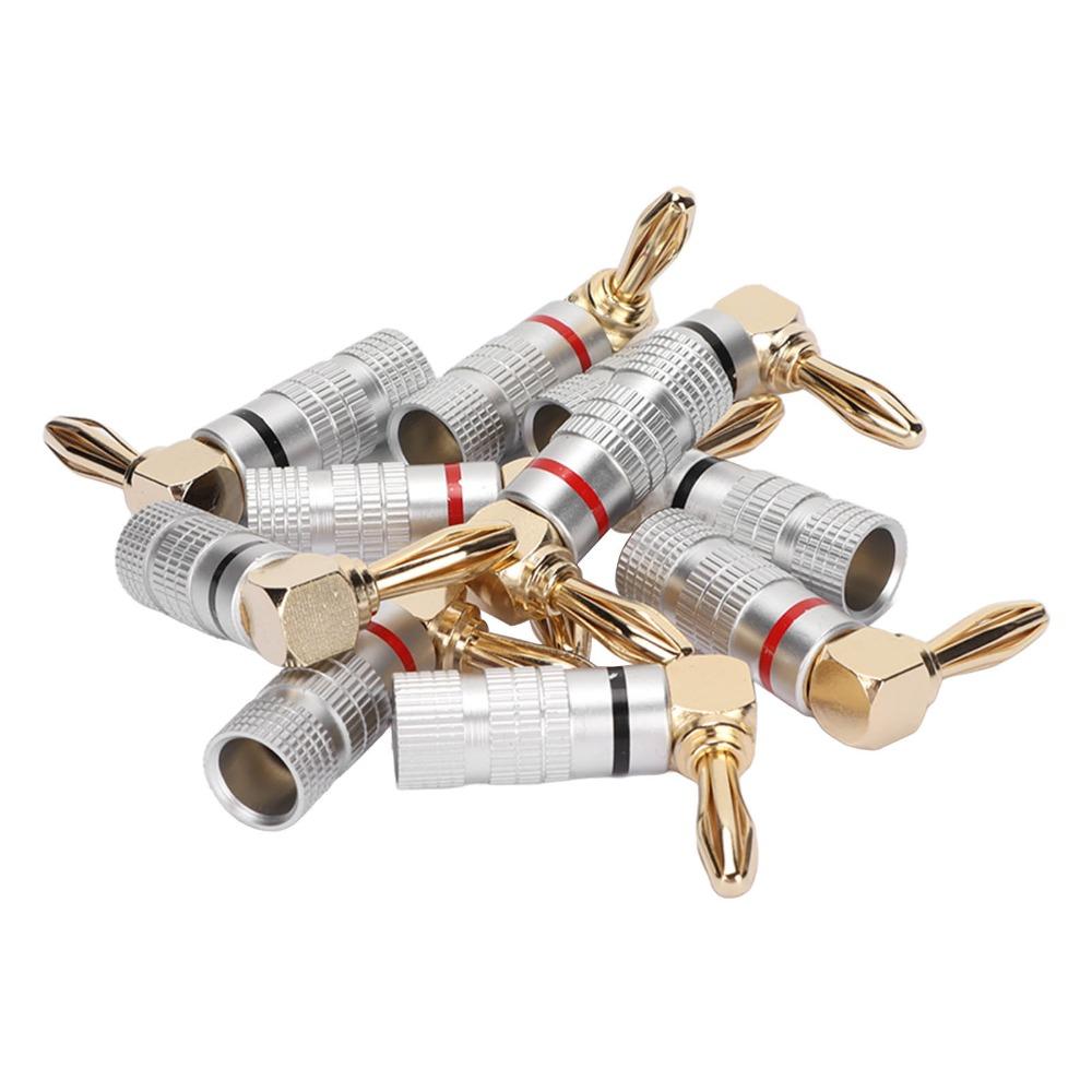 10PCS 24K Copper Gold Plated 90 Degree Right Angle Banana Plugs for 4mm Speaker Cable Sound Jack