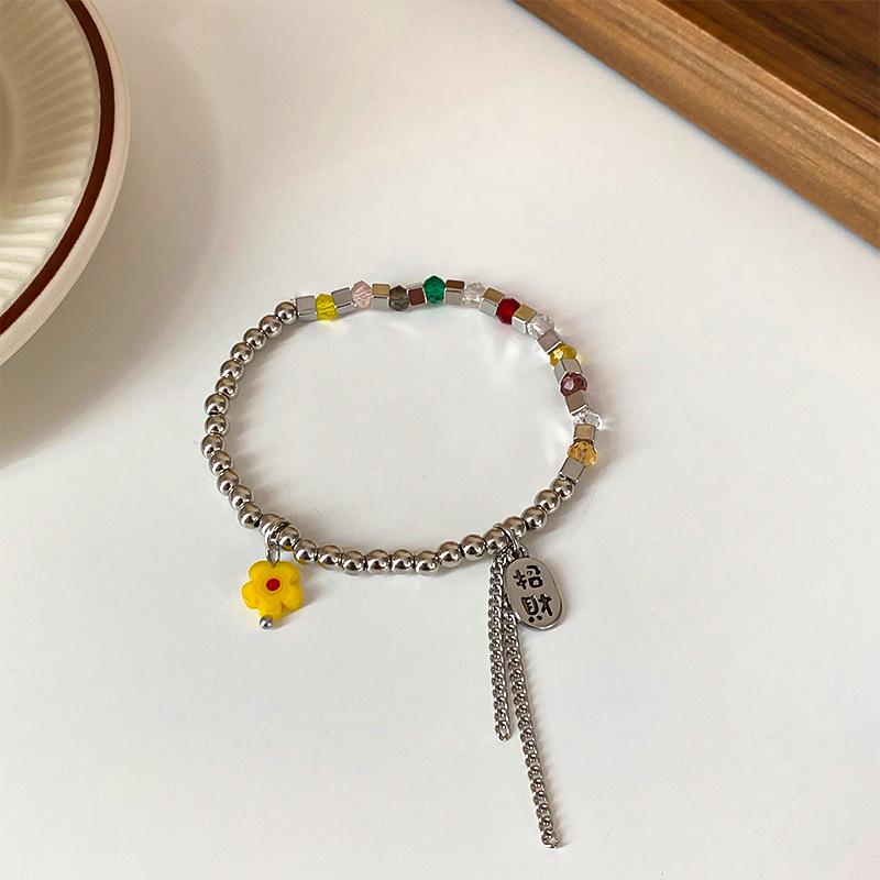 Gravel Simple Flower Crystal Square Bracelet Korean High-end Bracelet Niche Versatile Jewelry Women