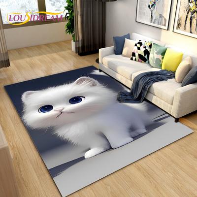 3D мультяшный ковер с милым котом, ковер для дома, гостиной, детской спальни, дивана, коврик для двери, декор, кухонный нескользящий коврик
