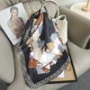 Silk Scarf Square Scarf High Sense Fashion Versatile Imitation Silk Small Scarf Literary Retro Leopard Print Silk Scarf Women