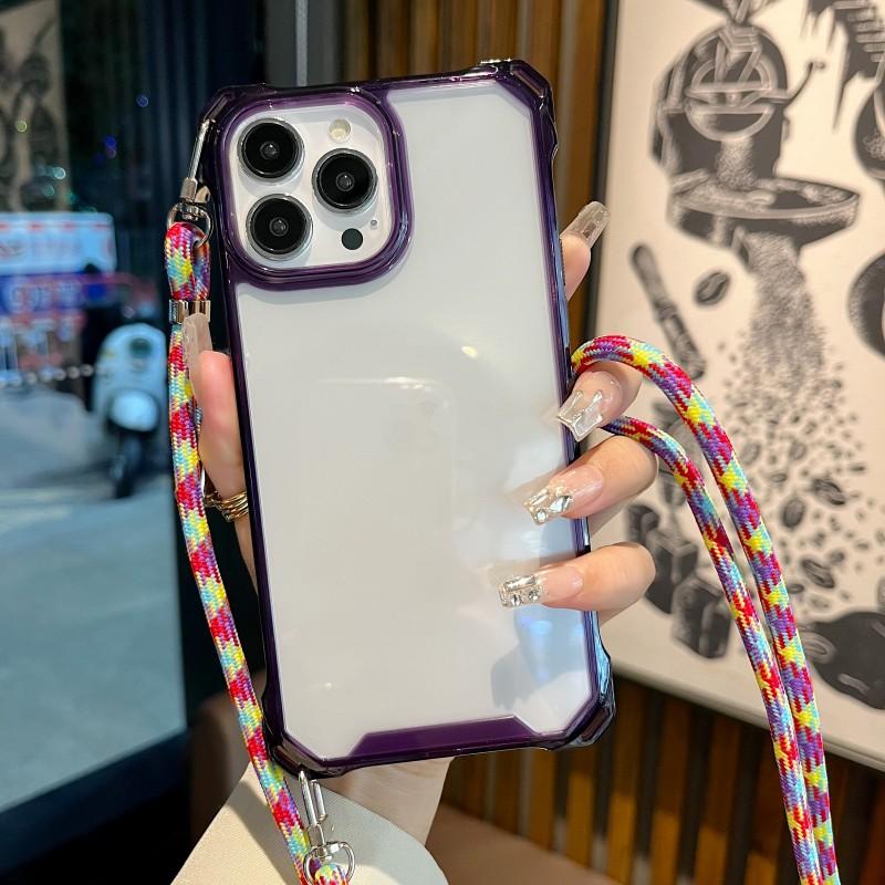Чехол-футляр с ремешком-шнурком для iPhone 15 Pro 14 13 12 11 Pro Max XR X XS Plus, с ремешком через плечо, с усиленными углами, противоударный