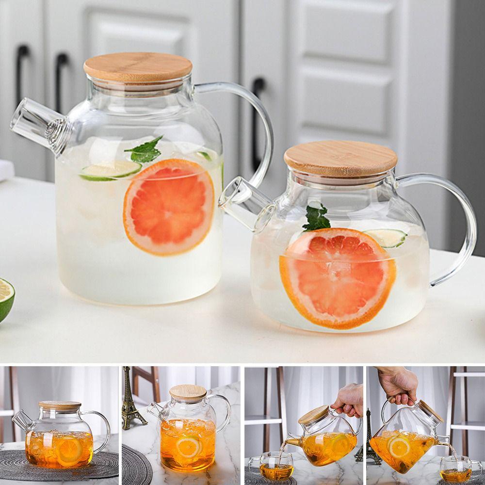 1.8L/1L термостойкий летний стеклянный чайник прозрачный цветочный чайный набор пуэр чайник чашка офис