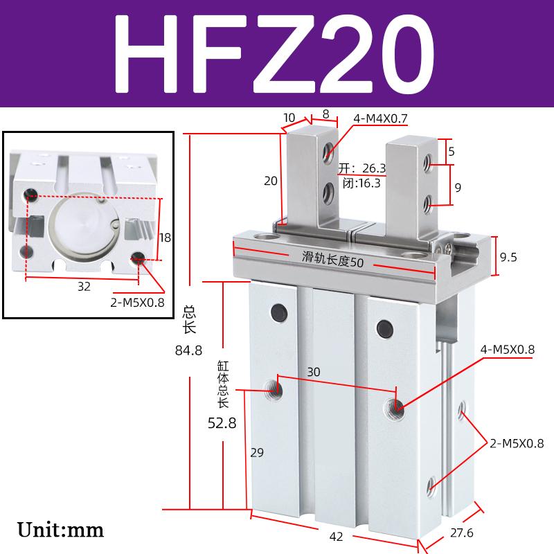 Цилиндр HFZ6 HFZ10 HFZ16 HFZ20 HFZ25 HFZ32 HFZ40 HFZ Пневматический захват параллельного типа Двустороннего действия