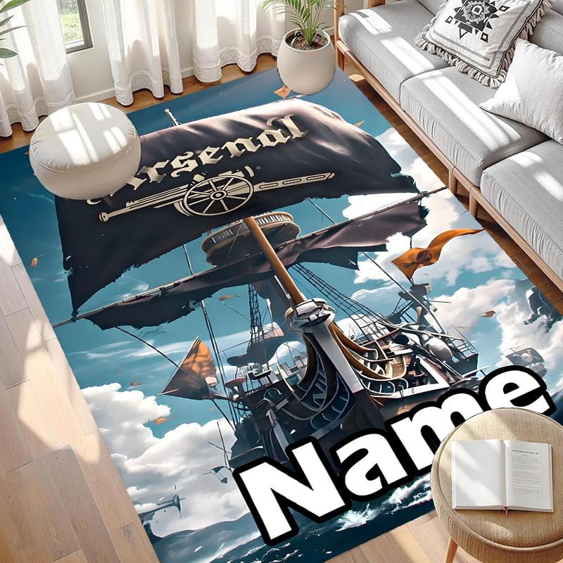 Custom Name Personalized football team Print Carpet, Versatile Home Decor Rug, for Playroom, Apartment, Balcony, Entryway, Hallway Gift