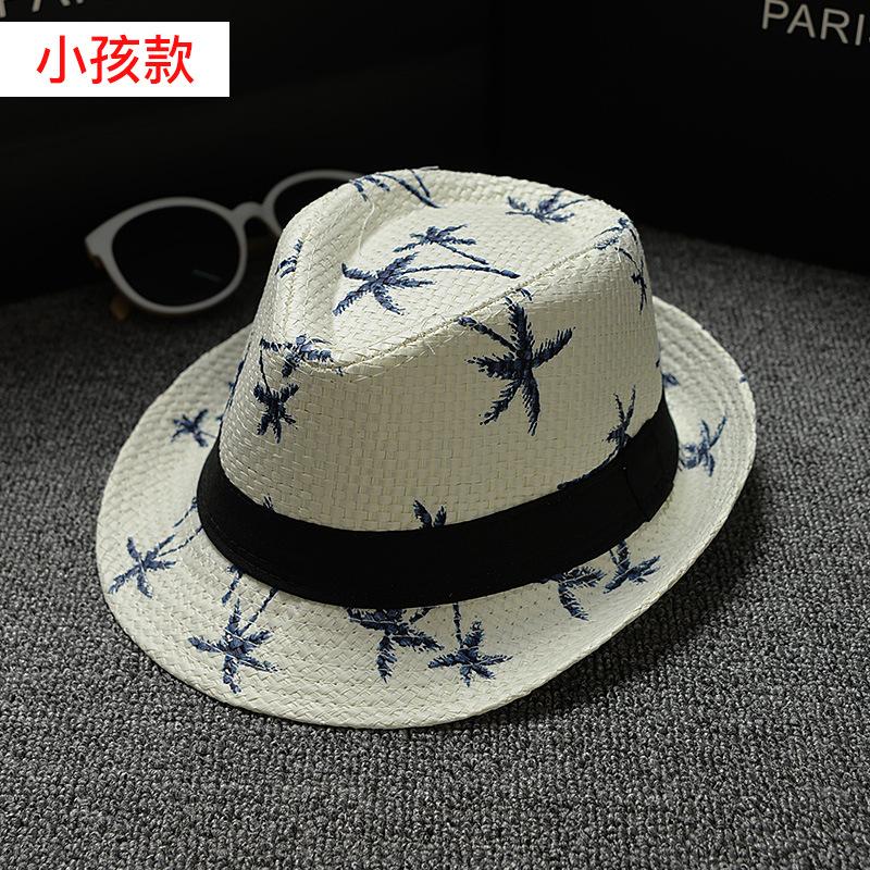 Модель «родитель-ребенок», шляпа Beach Wind Travel Coconut Tree Printed Papyrus Jazz Hat, шляпа-панама Seaside Sun для мужчин и женщин