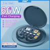 5 In 1 60w Fast Charging Multi Function Data Cable Mobile Phone Holder Storage Box with Retrieve Card Pin