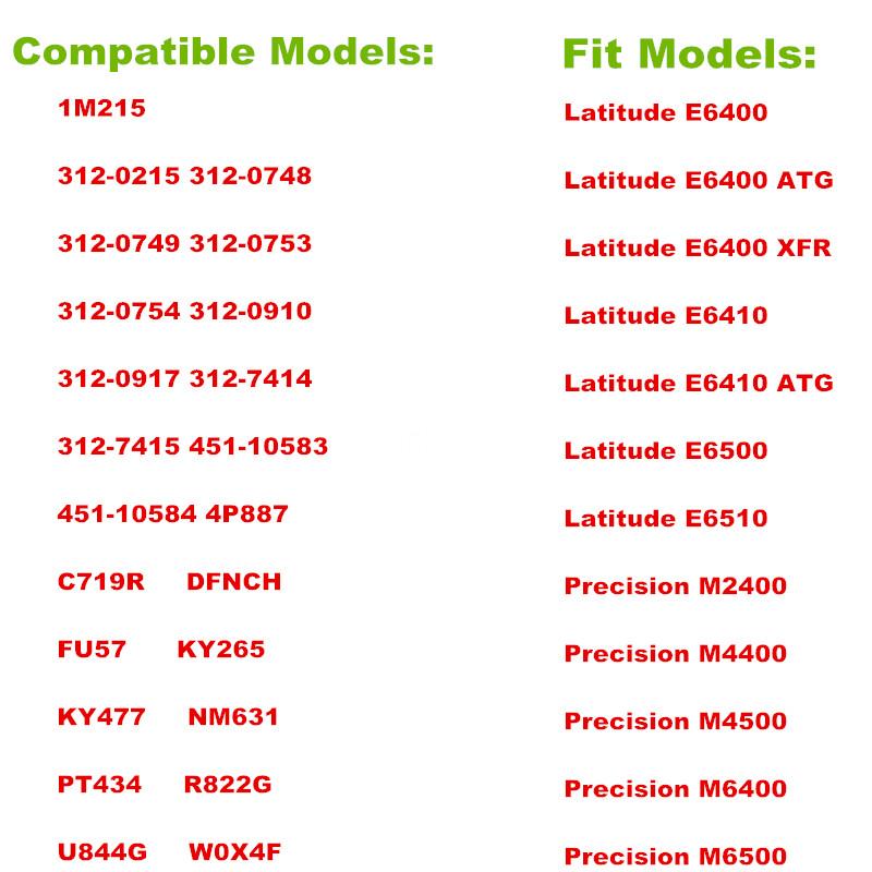 Аккумулятор для ноутбука Dell Latitude E6400 E6410 ATG XFR E6500 E6510 Для Precision M2400 M4400 M4500 M6400 M6500 PT434 KY477
