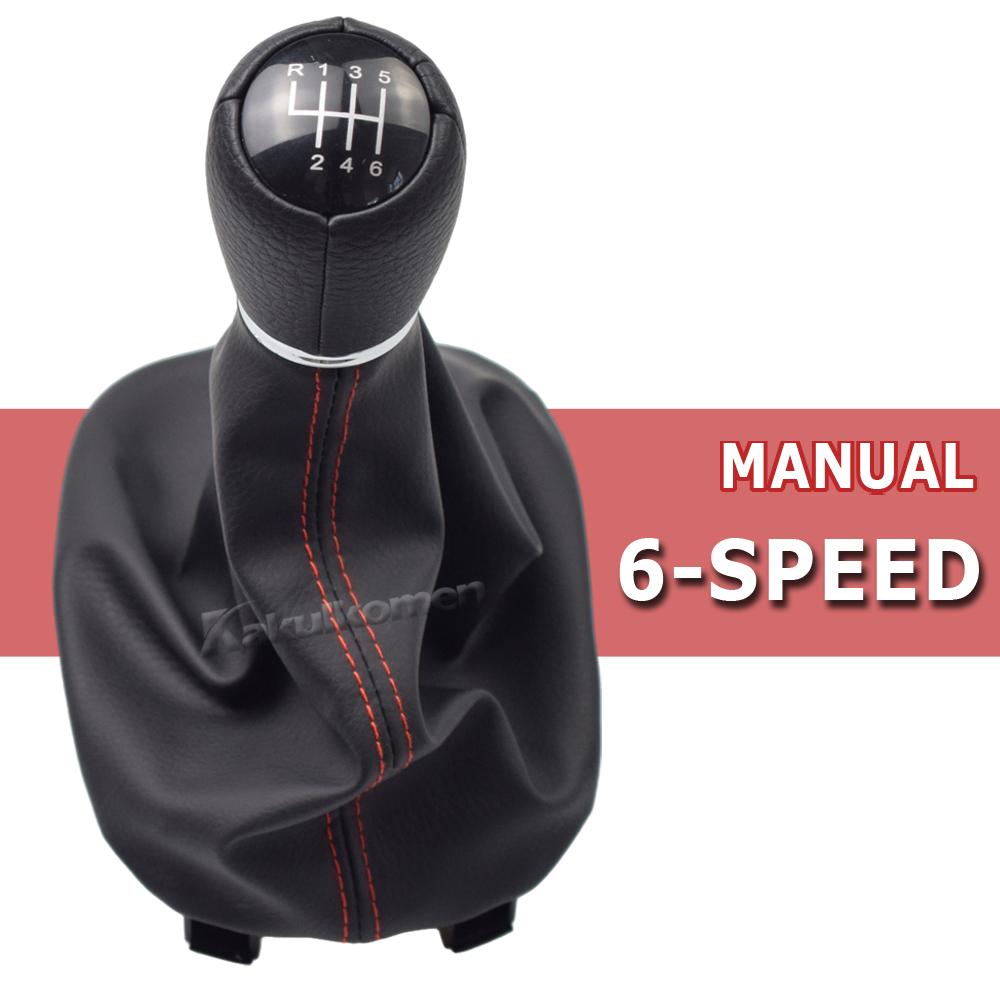 5 6 Speed 12mm Leather Car Gear Shift Knob with Boot For Seat Leon 1M1 2002 2003 2004 2005 2006 Shift Knob Lever Stick