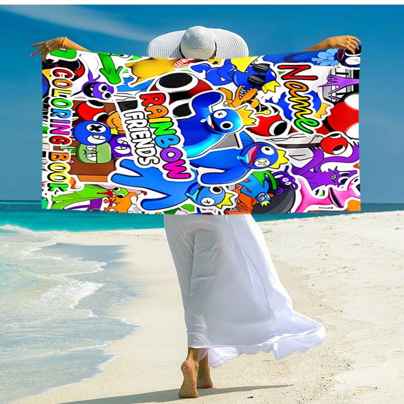 Personalized customized proof beach towel with Rainbow Friends pattern - soft, absorbent,quick-drying,perfect swimming,camping&bathing