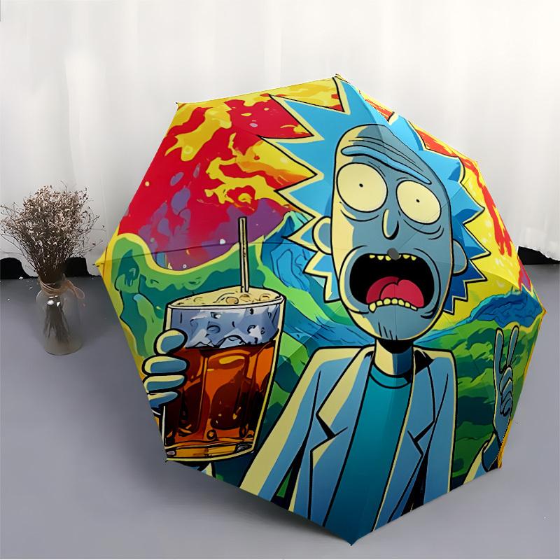 1pc Rick Sanchez Design Automatic Open/Close Umbrella - Compact Travel Umbrella, Perfect Gift for Friends -Intricate Design Umbrella yy250811105