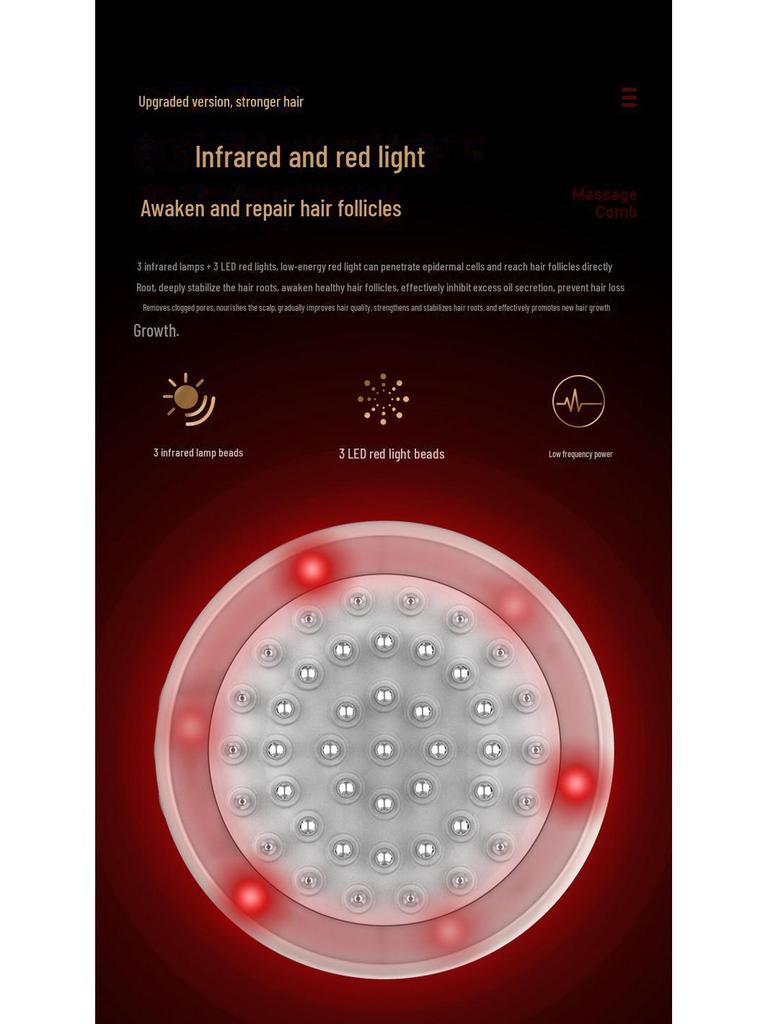 Трансграничный EMS микротоковая расческа для роста волос и массажер для кожи головы с аппликатором