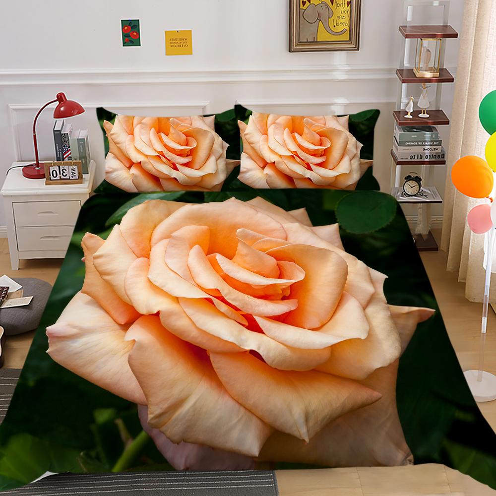 Домашнее постельное белье в цветочном стиле ко Дню святого Валентина, комплект пуховых пододеяльников, пододеяльник для спальни, наволочка, полноразмерное постельное белье для односпальной/двуспальной кровати