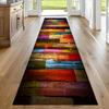 Colorful Wood Plank Long Runner Rug, Abstract Geometric Patchwork Non-Slip Washable Floor Mat for Hallway Entryway
