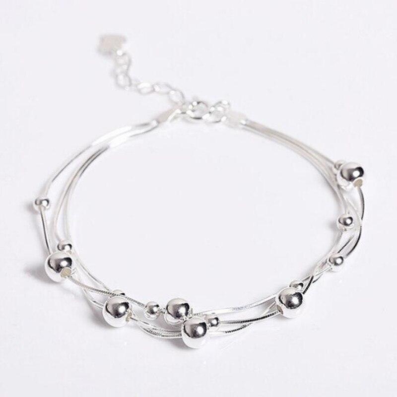 High -Quality 925 Sterling Silver Jewelry Fashion Fresh Beauty Smooth Small Round Female Popular Bracelet Sb56