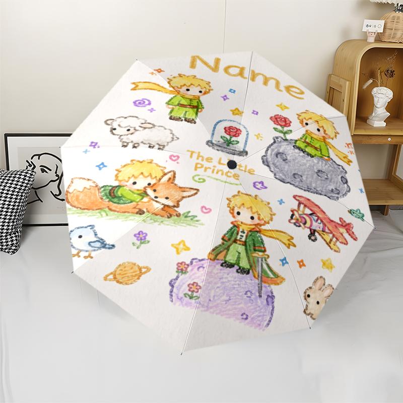Custom Name The Little Prince Theme Automatic Umbrella, Lightweight & Portable, 8 Rib, Perfect for Outdoor Travel, Birthdays, Christmas, Gifts.