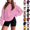 Women's Oversized Long Sleeve Crewneck Sweatshirt Casual Loose-Fitting Drawstring