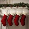 Large Knitted Christmas Stockings 18" Xmas Gift Stocking Hanging Decorations Festive Decor Candy Toys Bag Hanging Stocking for Mantel Window