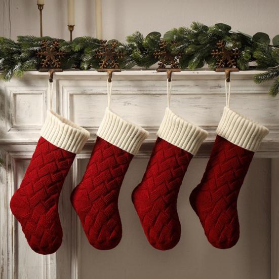 Large Knitted Christmas Stockings 18" Xmas Gift Stocking Hanging Decorations Festive Decor Candy Toys Bag Hanging Stocking for Mantel Window