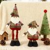Christmas Doll Pendant Santa Claus Snowman Telescopic Legs Design Plaid Print Xmas Doll Festival Home Decoration