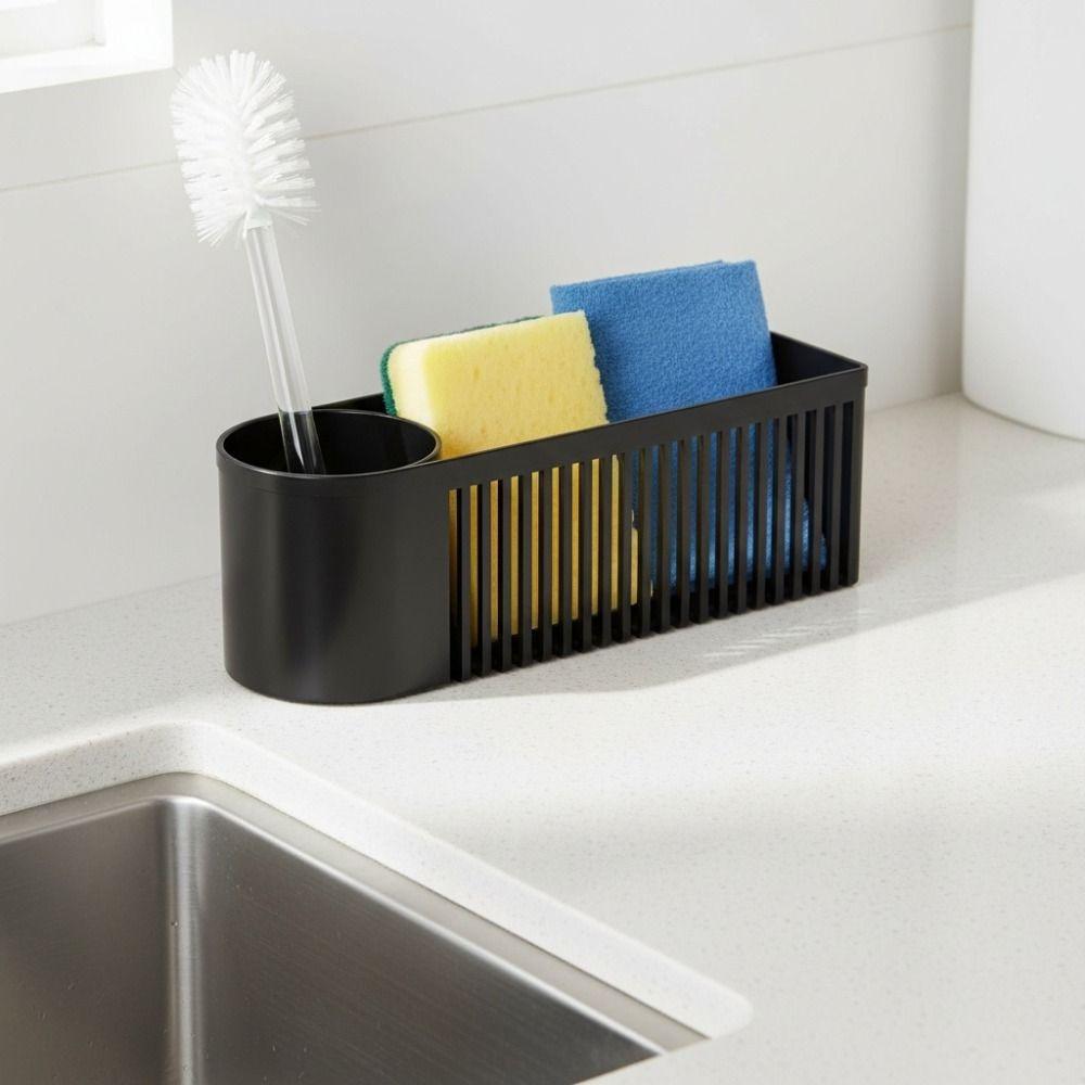 Well-ventilated Kitchen Sink Organizer Space-saving Plastic Sink Sponge Storage Basket Sponge Holder Kitchen Drain Rack
