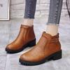 Fashion Elegant with Medium Heels Leather Warm Ankle Boots for Women Autumn Winter Round Toe Booties Designer Luxury Woman Short Shoes