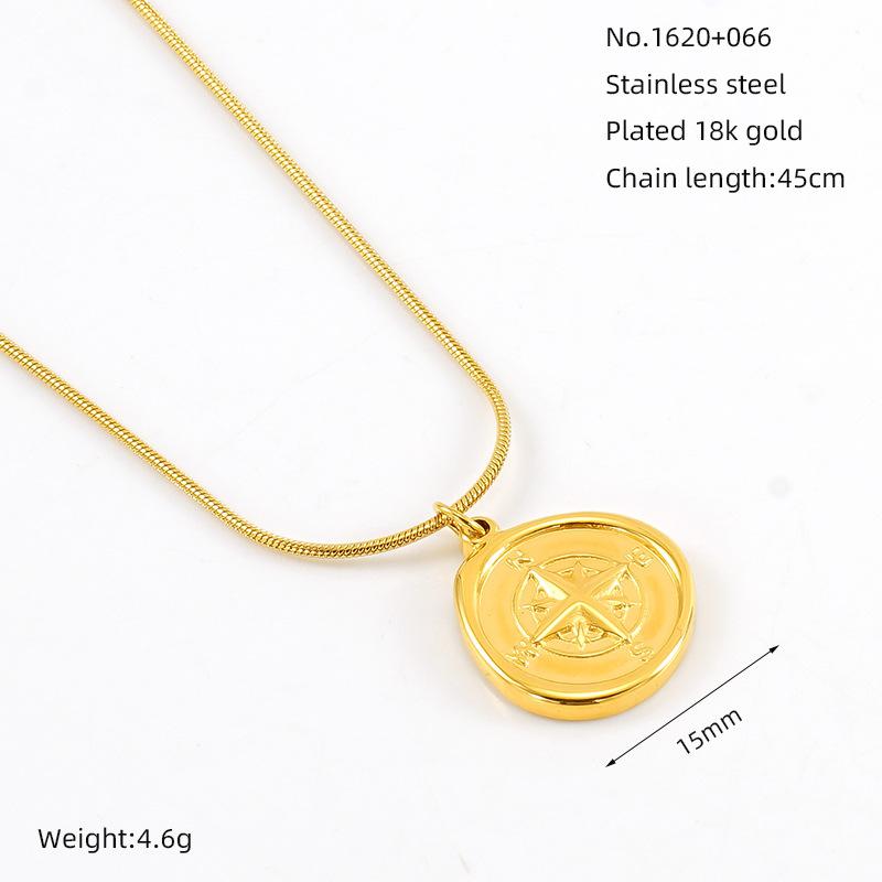 New Fashion Net Red Style Diamond Star Stainless Steel Necklace Unisex Sporty Bamboo Chain Copper Pendant